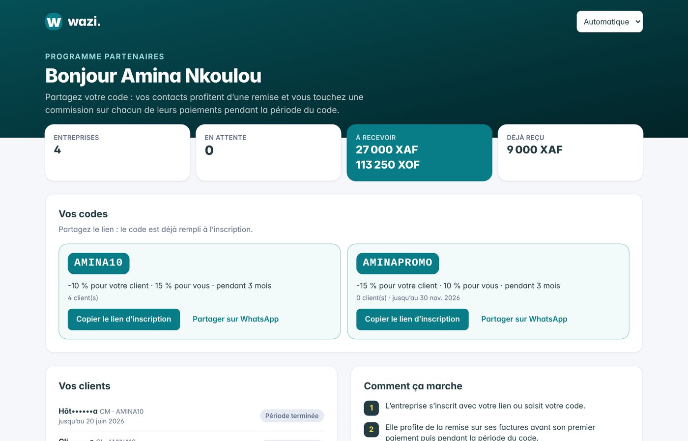 Wazi — Comment fonctionne le programme partenaires
