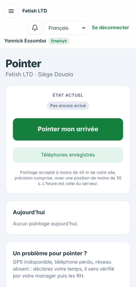 Wazi — Pointer son arrivée et son départ