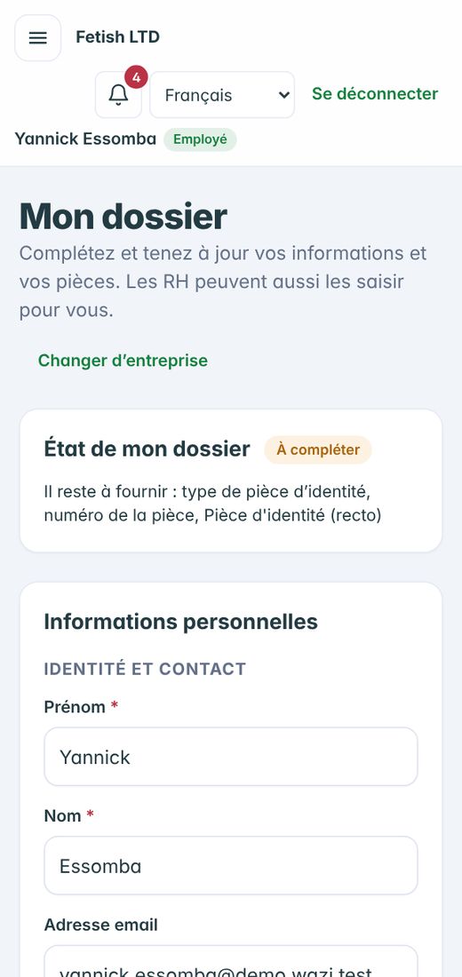 Wazi — Mon dossier