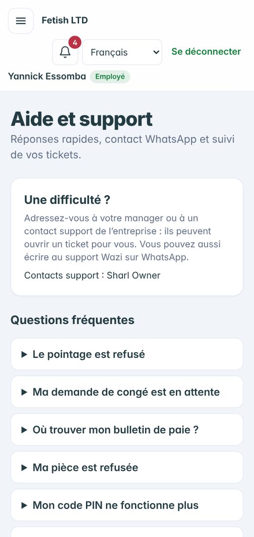 Wazi — Obtenir de l’aide
