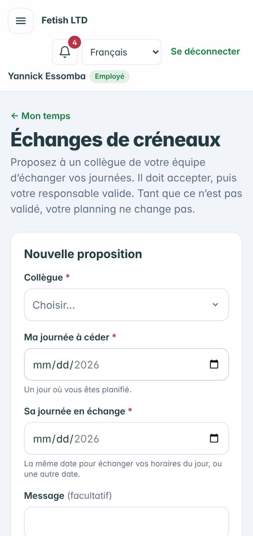 Wazi — Échanger une journée avec un collègue