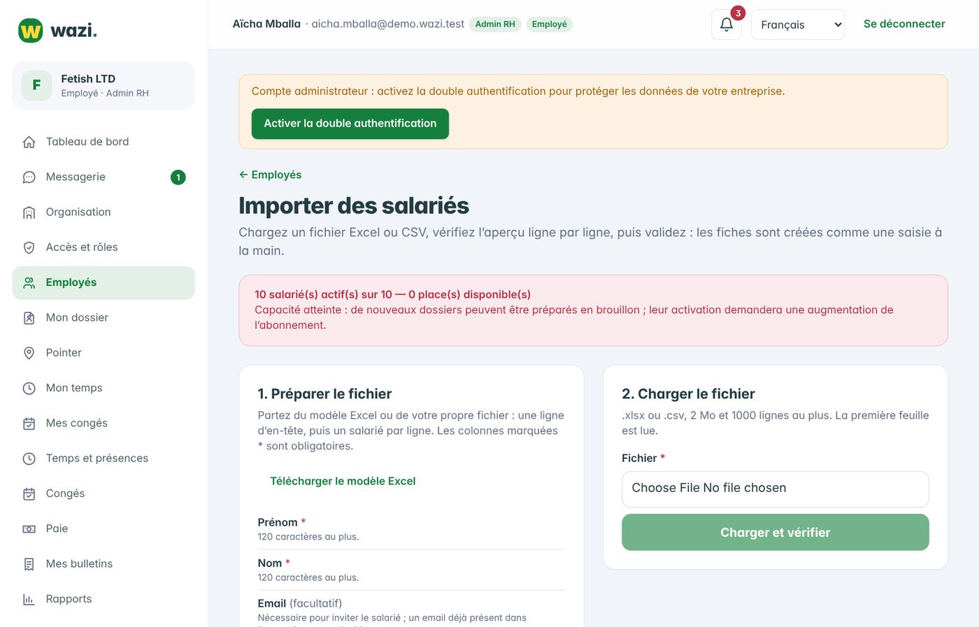 Wazi — Importer depuis Excel